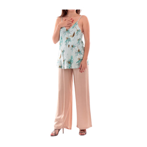 Yes Zee Top Top Donna in raso con stampa floreale Verde - Francavilla Moda